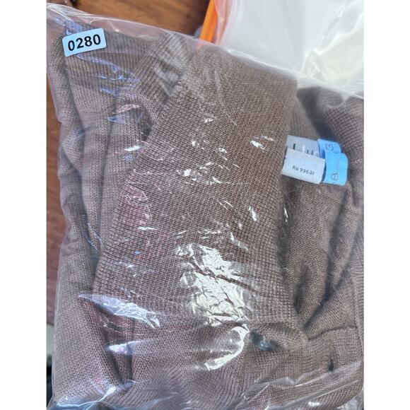 Mens Merino Wool Blend Sweater XXL Mocha Brown Polo Preppy Classic Minimalist - Picture 12 of 12